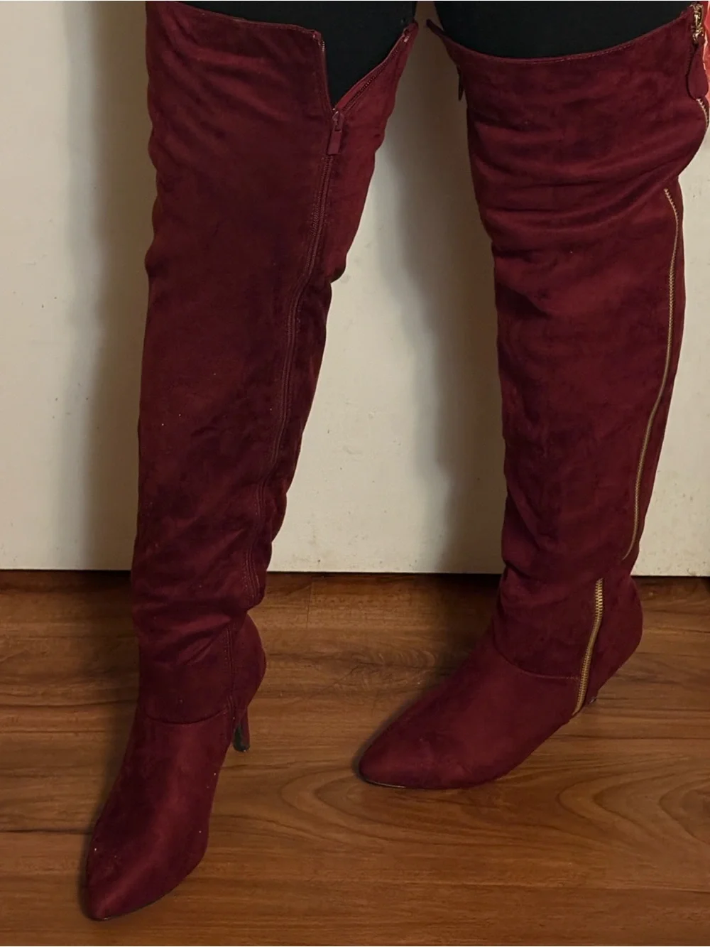 Women's Black Over-the-Knee Pointed-Toe Boots